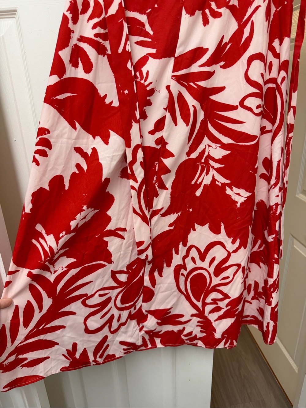 NWT Zara Printed Halter Midi Dress Red Tropical Floral Size L - Picture 11 of 15